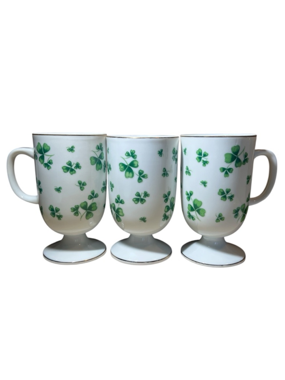 Vintage Lefton China Irish Coffee Cup Mugs Pedestal Set of 3  St. Patrick’s Day - Picture 11 of 15